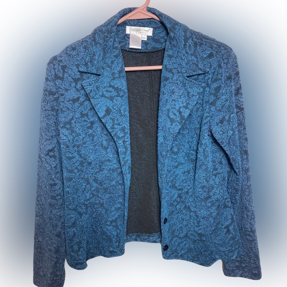 Vintage Coldwater Creek Lace Blazer Teal Blue Size 8P
